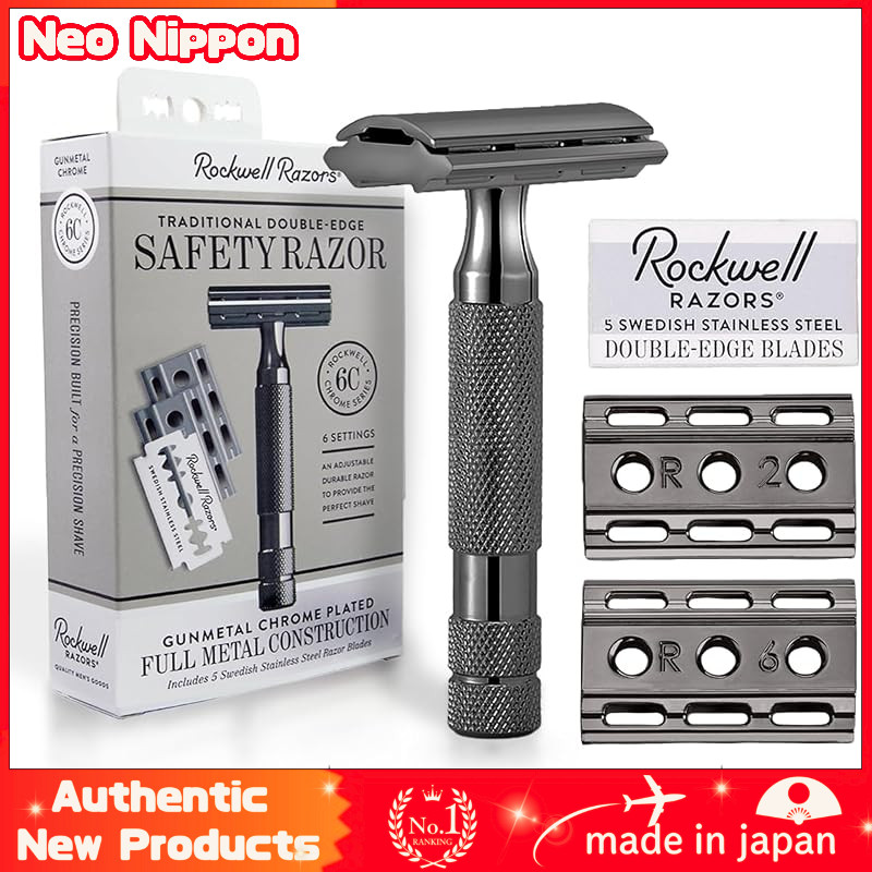 Rockwell Razors 6C Adjustable Chrome Alloy Double Edge Safety Razor with 5 Blades