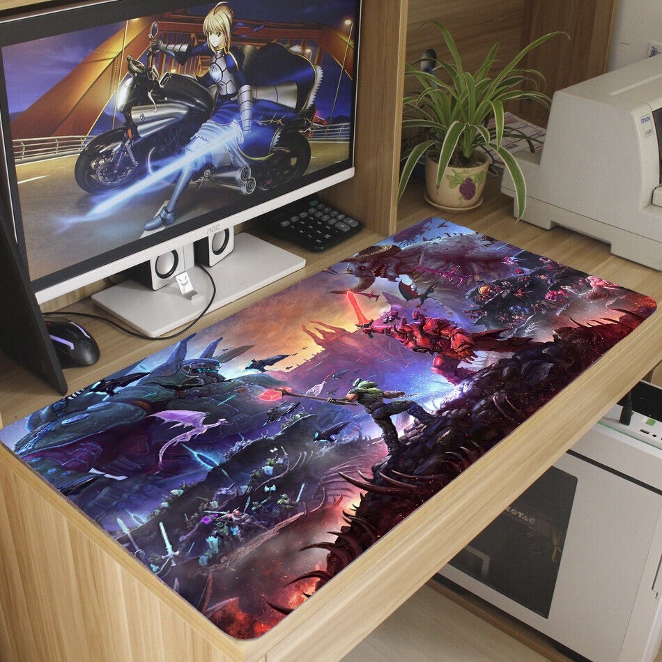 Mouse pad D00M ETERN Antiderrapante diversas estampas 80x35 cm borda costurada