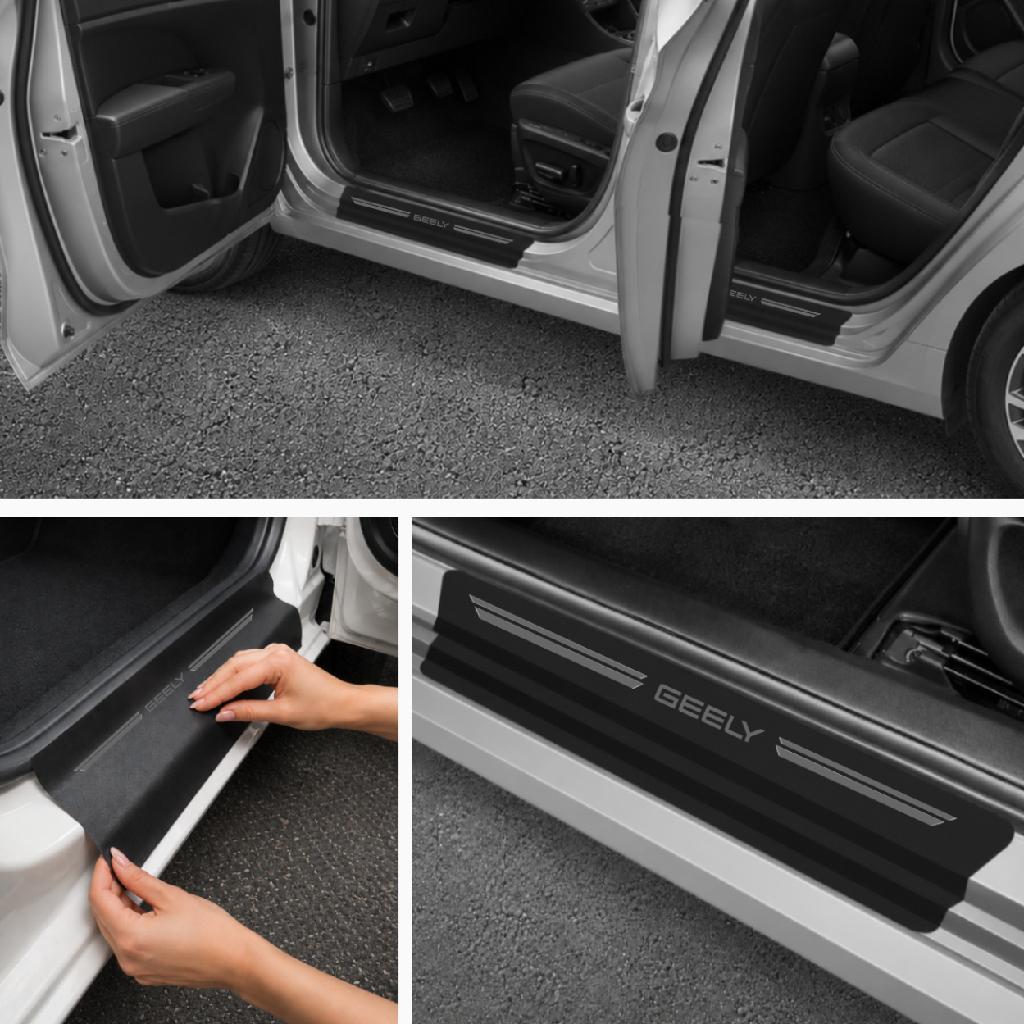 Kit 4 Protetores de Soleira Preto Fosco Personalizado GEELY
