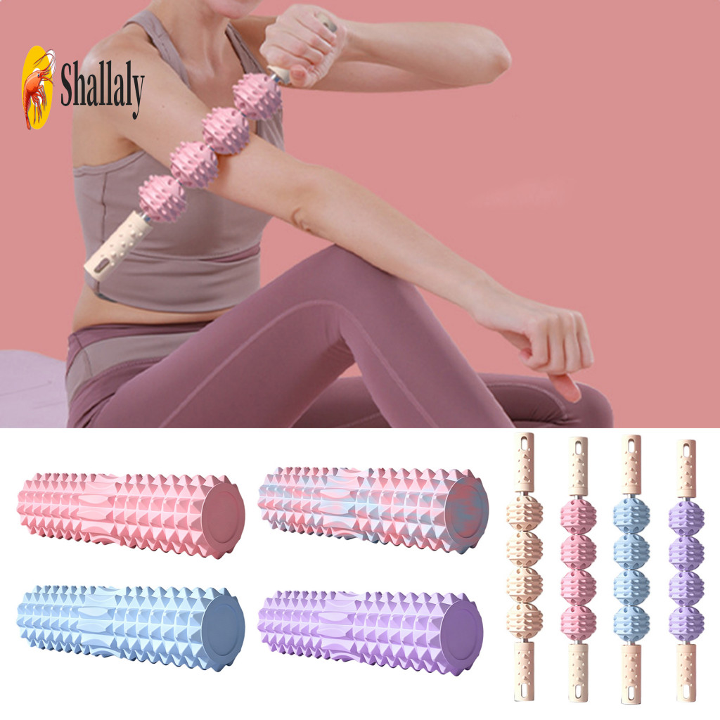 Women Massage Stick Foam Roller 4-ball for Tissue Muscle Relief – Sore Pain Massager for Legs Arms Back Full Body Rela