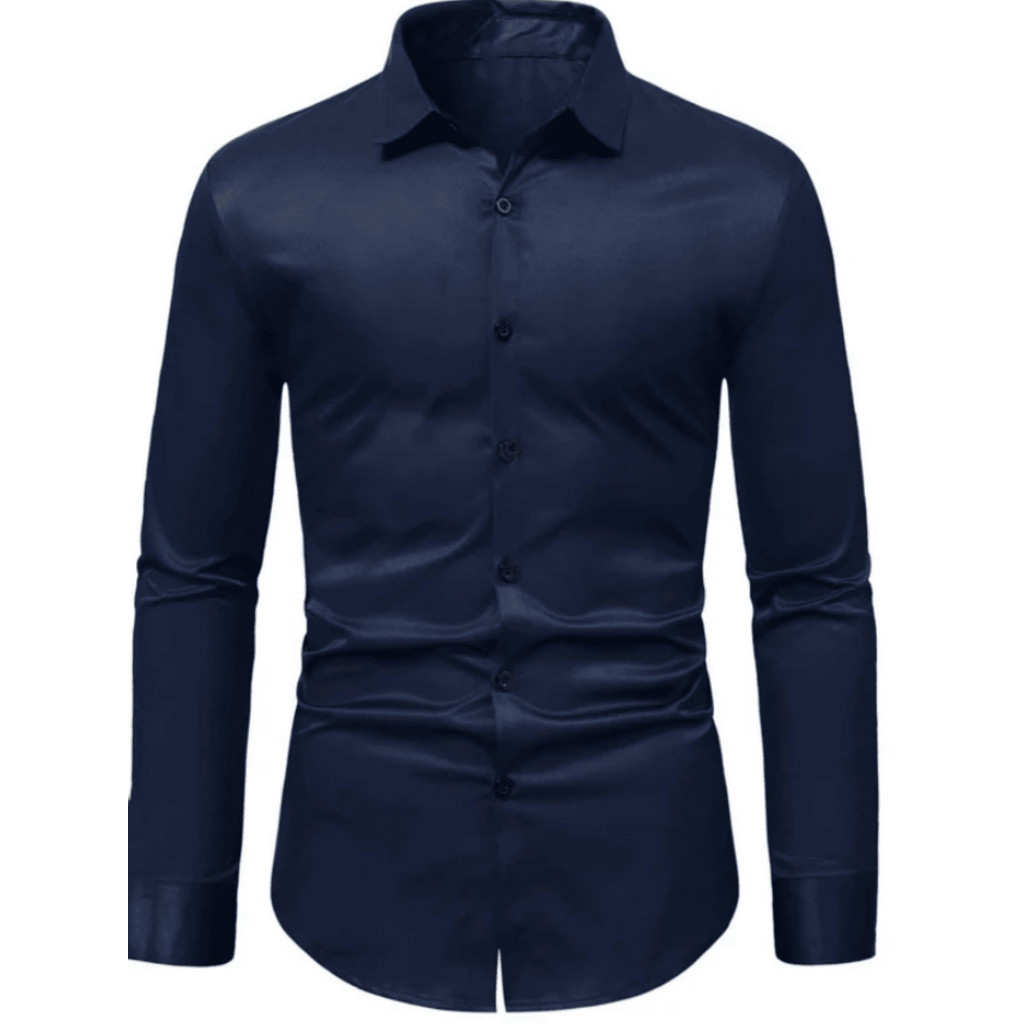 TOP MASCULINO Camisa Masculino Lisa Slim Fit Manga Longa Sem Bolso Feito Na China