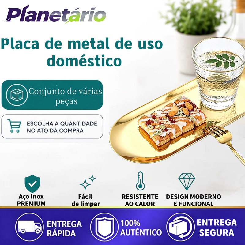 Pratos, utensílios de mesa, bijuterias, pratos de sobremesa de metal, bandejas decorativas ovais de aço inoxidável