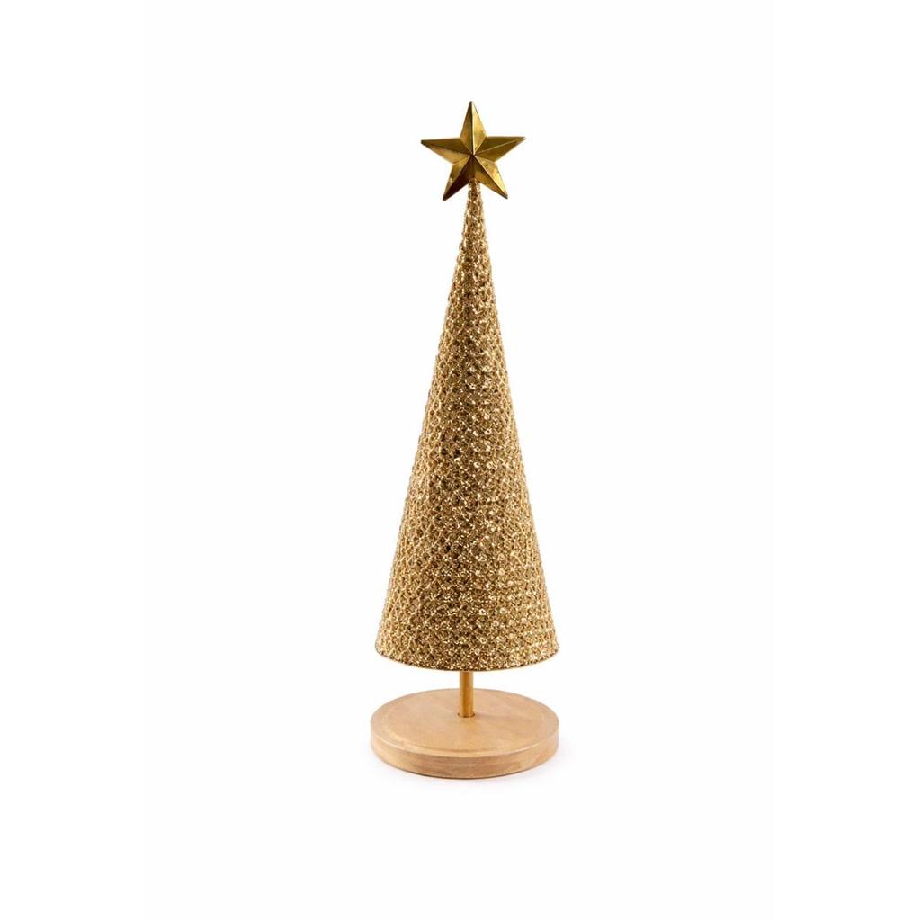 Árvore Decorativa Estrela em Metal Dourado 59,5x16,5cm
