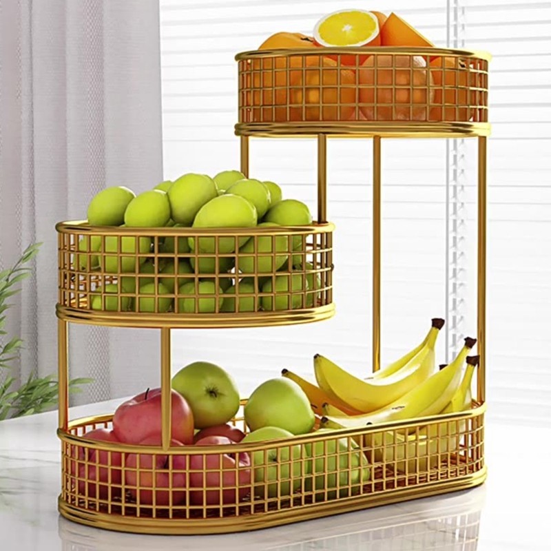 Li * Tigela Elegante Metal Vários Níveis, Display Robusto Frutas Para Cozinha Reuniões Festas