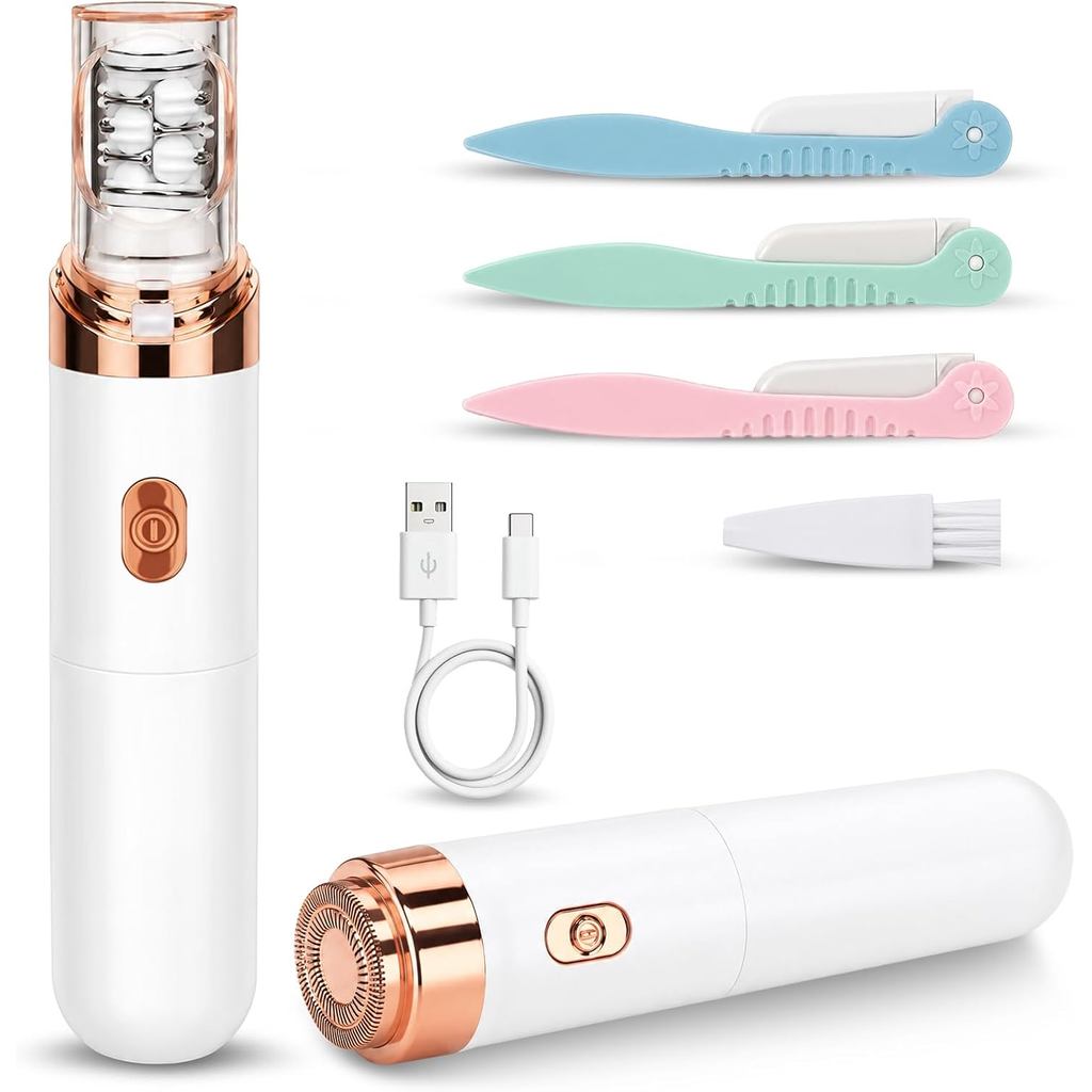 Women's Electric Facial Epilator | 2 in 1 Rechargeable Hair Removal Tool with LED Light, Precise Painless Hair Removal f