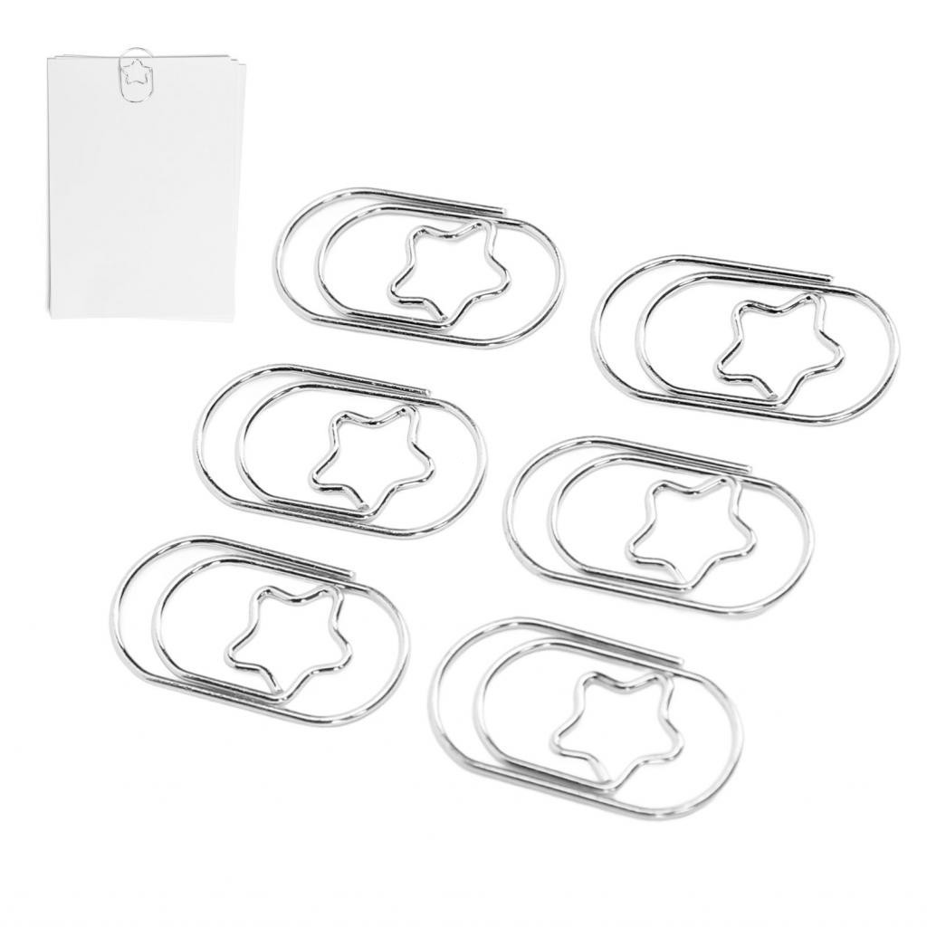 hyhyhy-br Cute Star Shaped Paper Clips Stainless Steel Bookmarks with Strong Grip Versatile Organization in Office Home