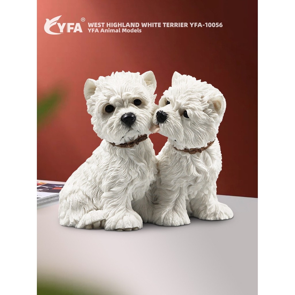 Jijiamei YFA Vendas Diretas West Highland Casal Cão Simulação Modelo de Cão Decoração de Carro Artesanato em Resina Lemb