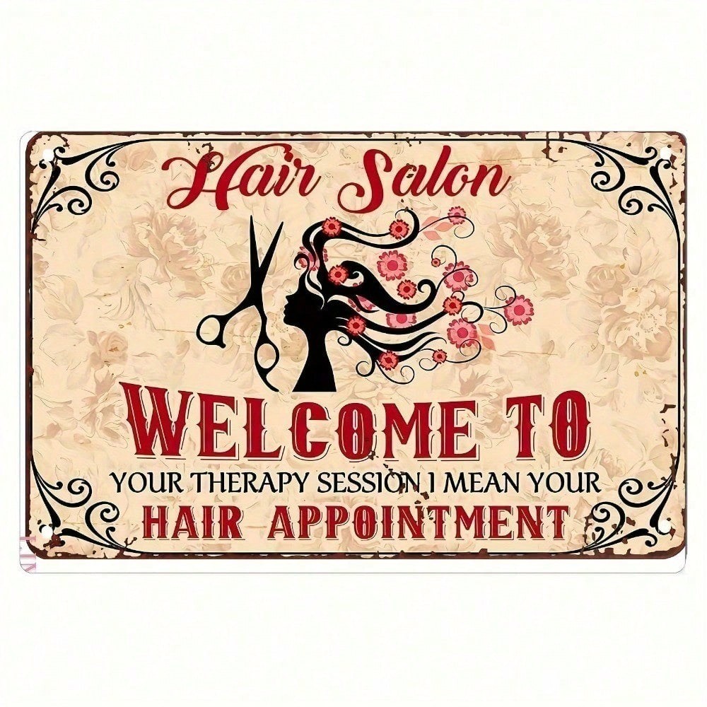 CIFbuy Vintage Retro Salon Wall Sign 12x8 Polegada Placa De Lata De Metal Decoração De Salão De Cabeleireiro