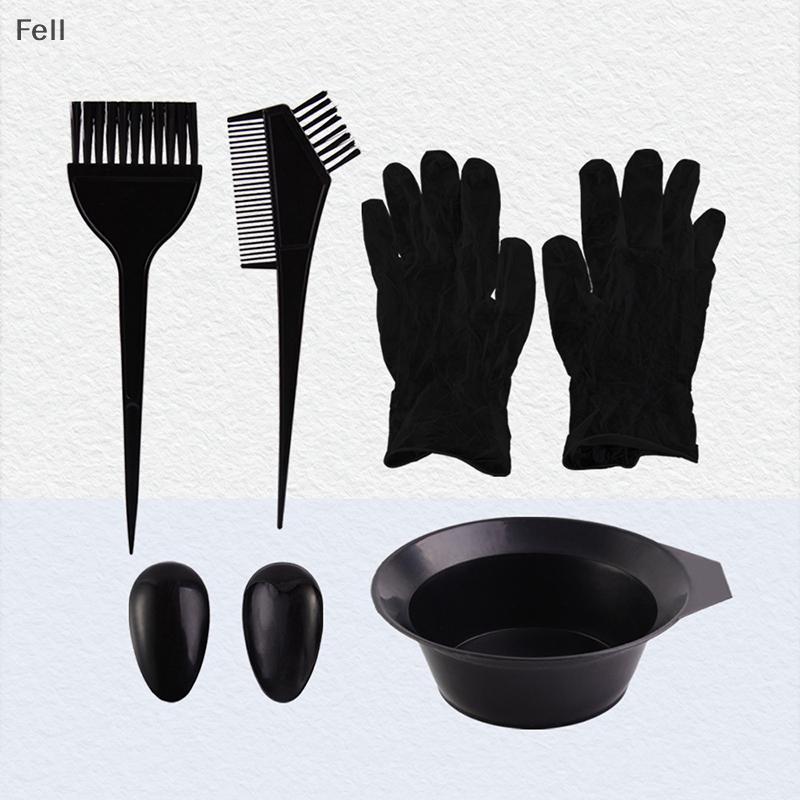 [Fel] 5/7/9Pcs Kits De Coloração De Cabelo Home Salon Tingimento Tigela Escova Creme Earcap Clips Capa Ferramenta De Est