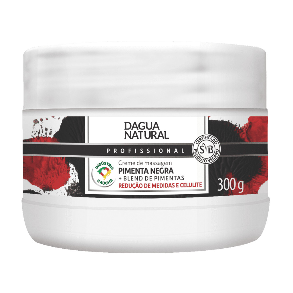 Creme Pimenta Negra Massagem Modeladora 300g Dagua Natural Tratamento Celulite e Redução de Medidas