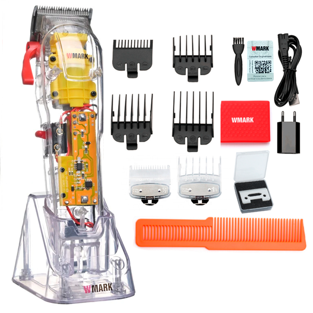 Maquina de Cortar Cabelo Wmark NG 108S Base de Carregamento Transparente