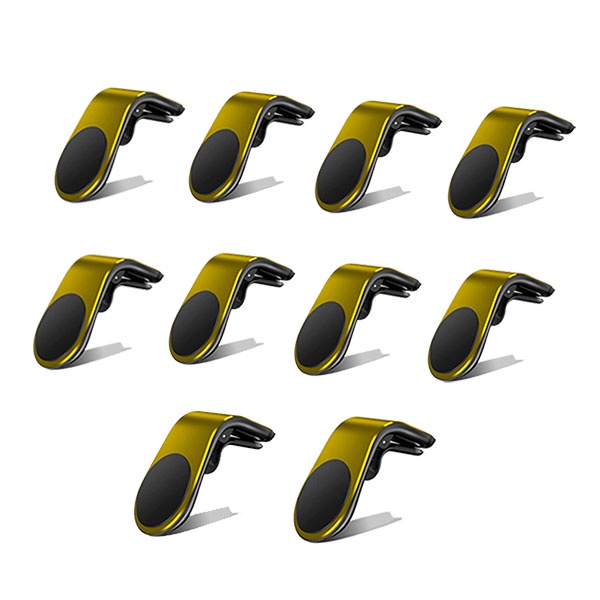 Kit 10 Suporte Adaptador Magnético Veicular Universal Clip Car Holder Para Painel De Carro Tipo L  - DOURADO