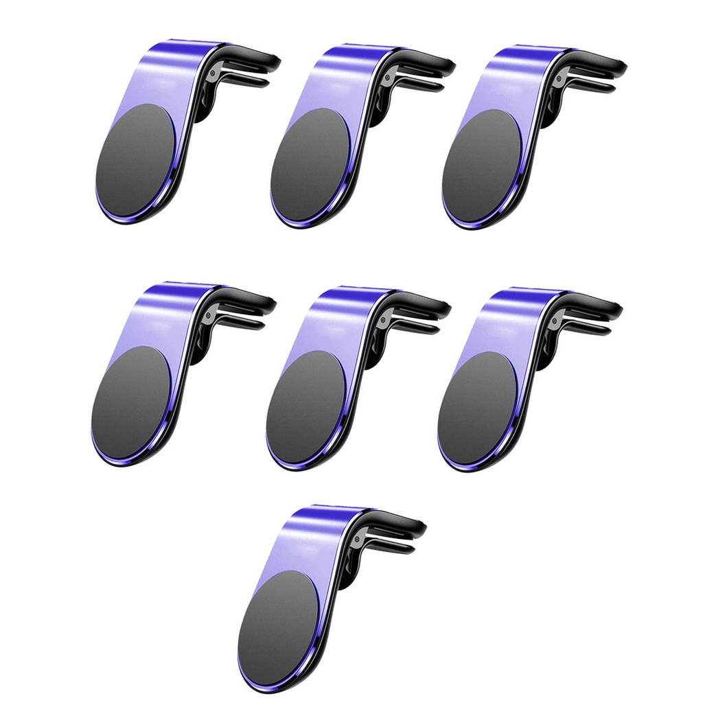 Kit 7 Suporte Adaptador Magnético Veicular Universal Clip Car Holder Para Painel De Carro Tipo L - Azul