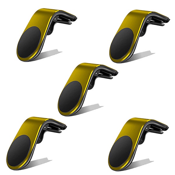 Kit 5 Suporte Adaptador Magnético Veicular Universal Clip Car Holder Para Painel De Carro Tipo L  - DOURADO