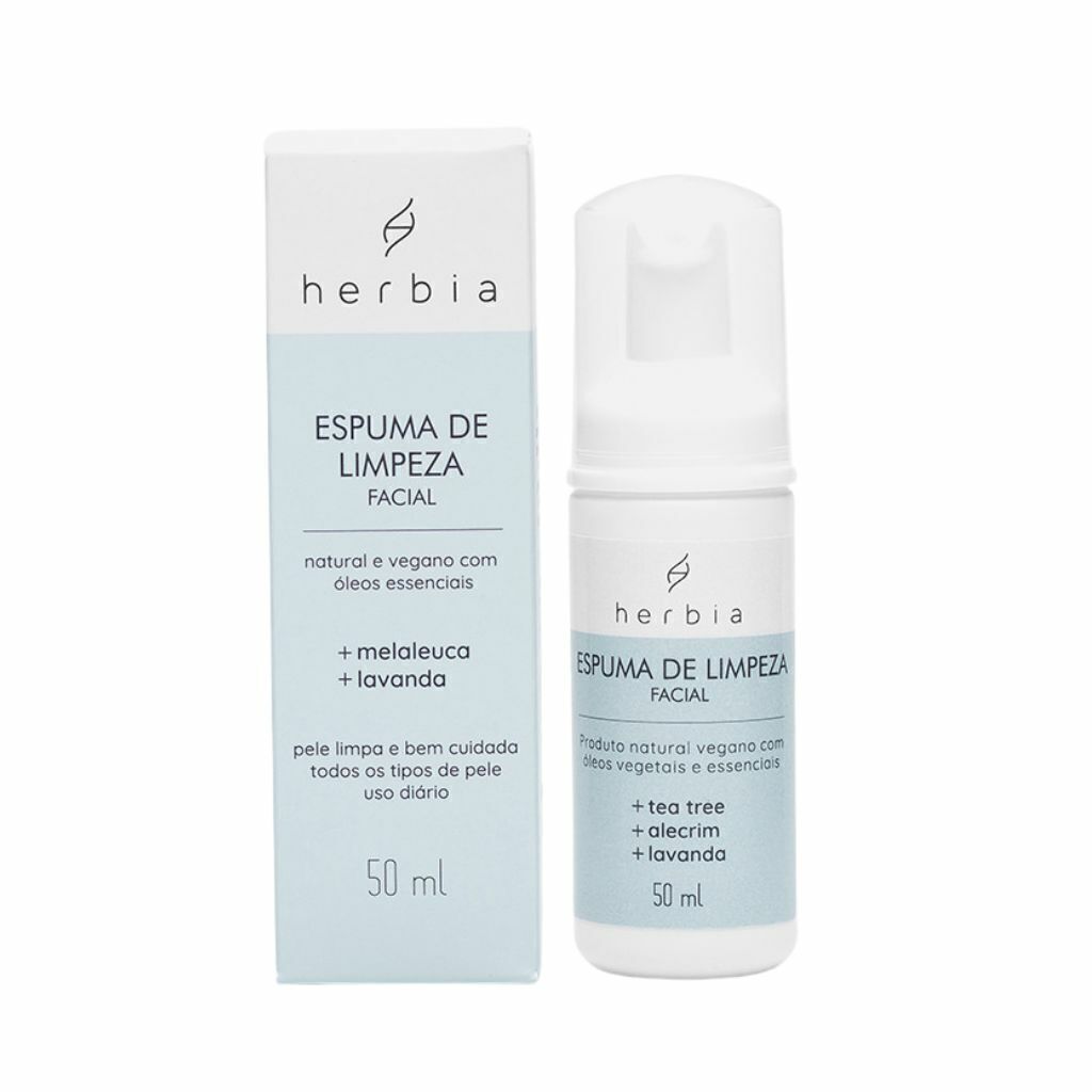 Espuma de Limpeza Facial Natural e Vegana - Herbia 50ml