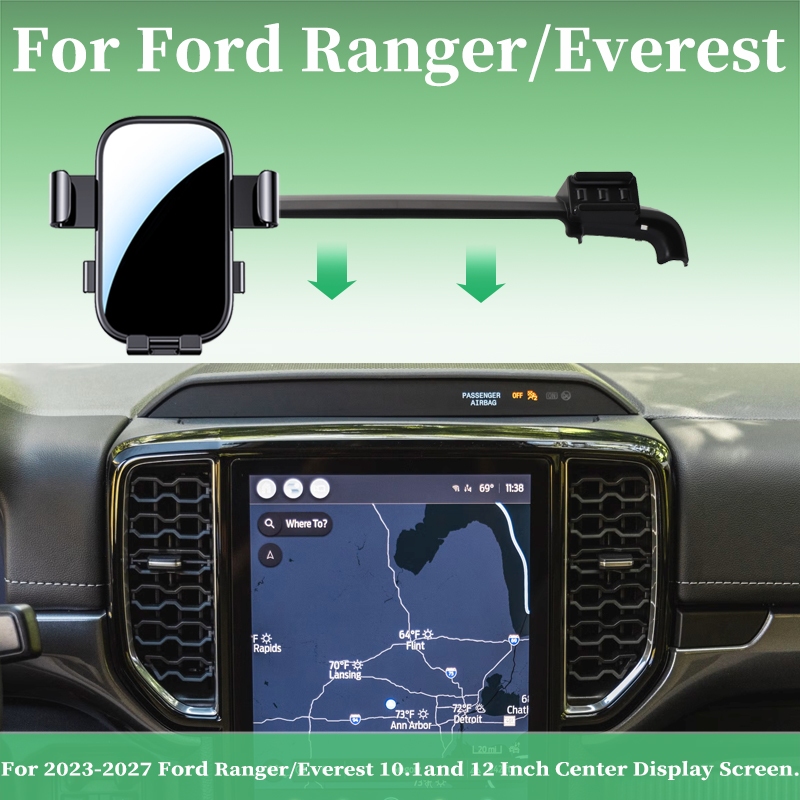 Suporte De Telefone Para LHD 2024 – 2027 Ford Ranger/Everest ; Compatível Com A Tela Central De 10.1 Polegadas