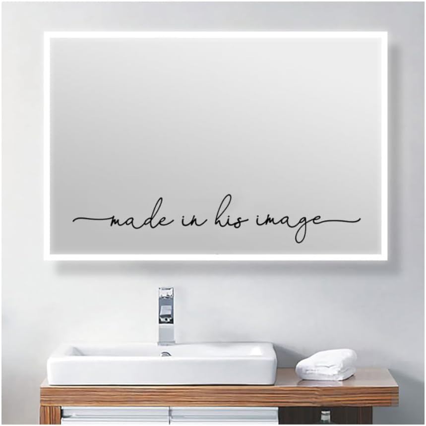 Made in His Image Mirror Decal, Transfer Sticker, Mirror Sticker, Wall Vinyl Decal, Removable Vinyl Sticker, Window