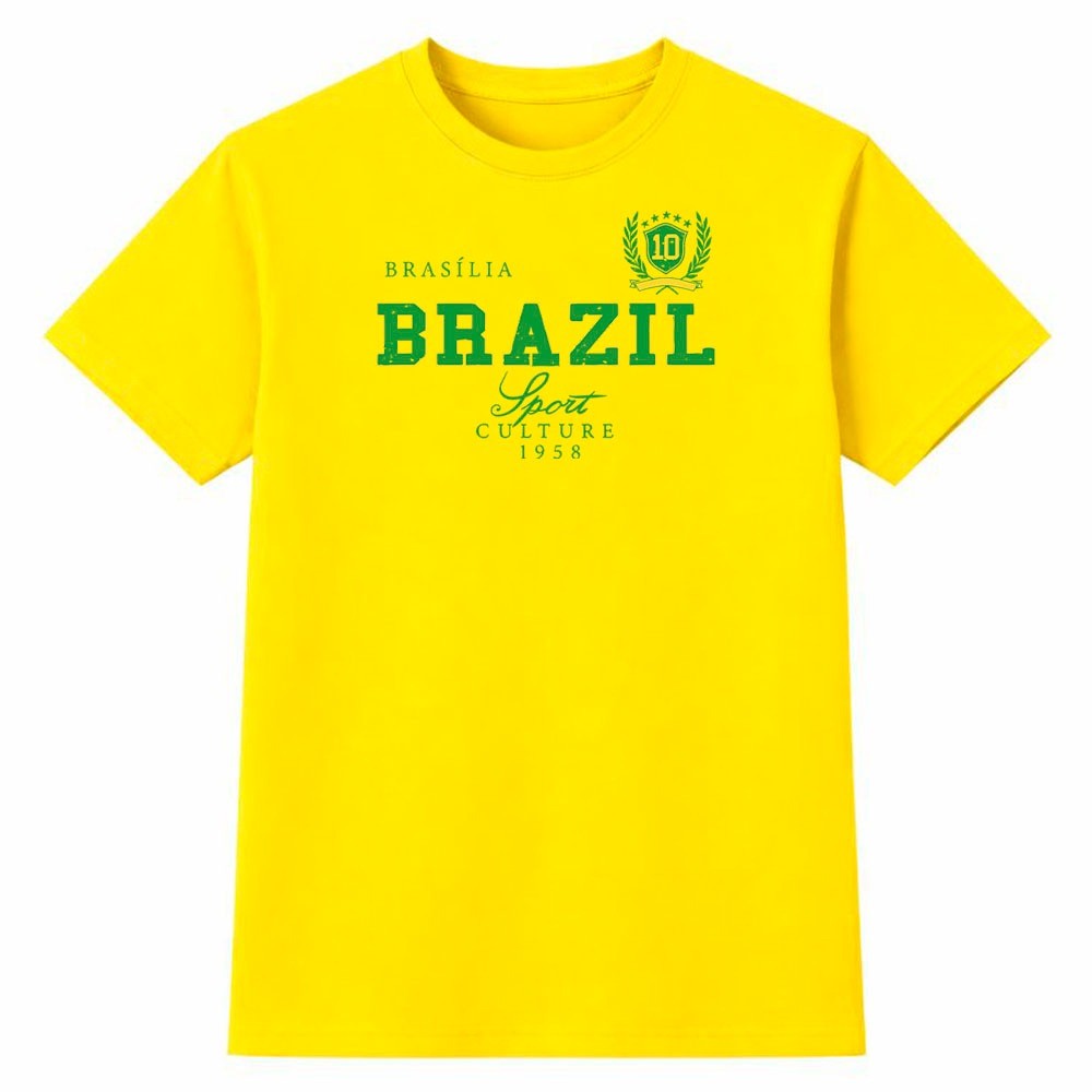Camiseta Feminina 100% Algodão Camisa Brazil Sport Culture 1958 Futebol Copa do Mundo Torcida