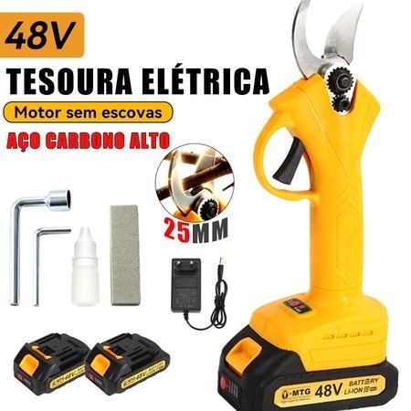 48V Professional Electric Pruning Shears Complete Kit with 2 Batteries and Hard Case