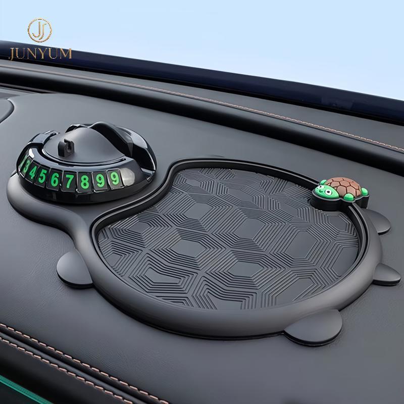 JUNYUM Turtle Car Dashboard Tapete Antiderrapante Com Suporte Removível Para Telefone E Espaços De Armazenamento Organiz