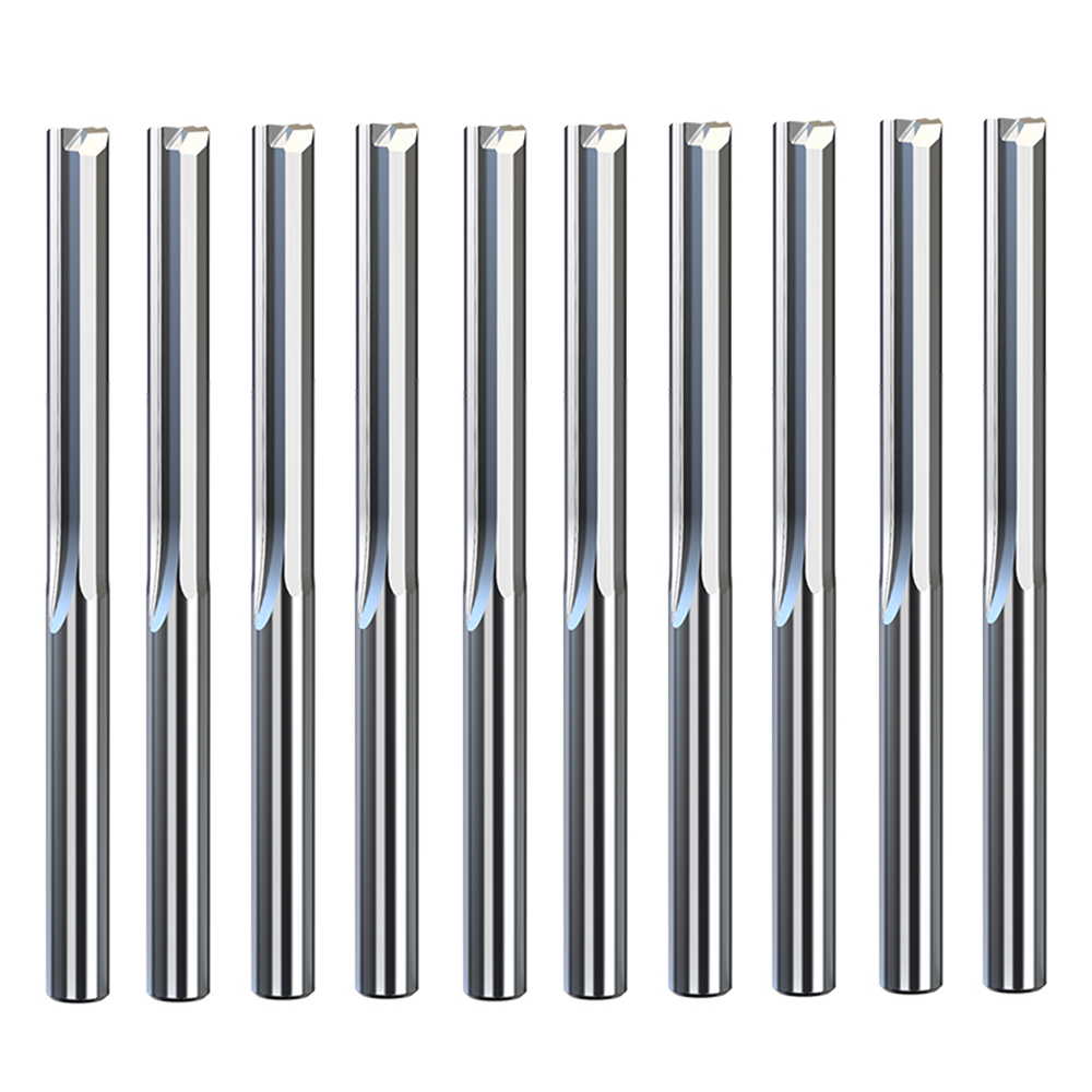 10pcs 3.175mm Shank 2 Flute Straight Slot Milling Cutter Tungsten Carbide End Mill CNC Router Bit Engraving Bit