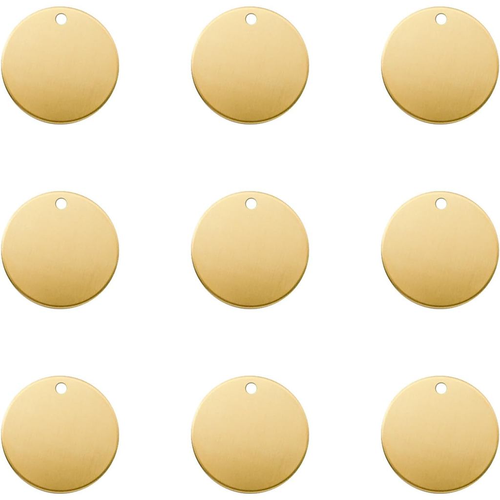 ABBECIAO 3/4 Inch Circle Brass Blanks 14ga. Thick Smooth Edges Brass Round Disc Tags for Metal Stamping and Engraving wi