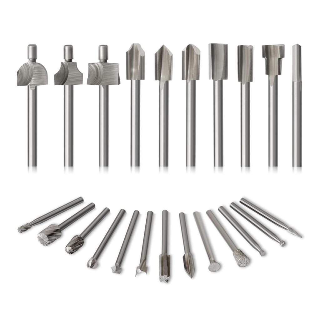 23Pcs Engraving Router Bit Set, HOMEIDOL HSS 1/8
