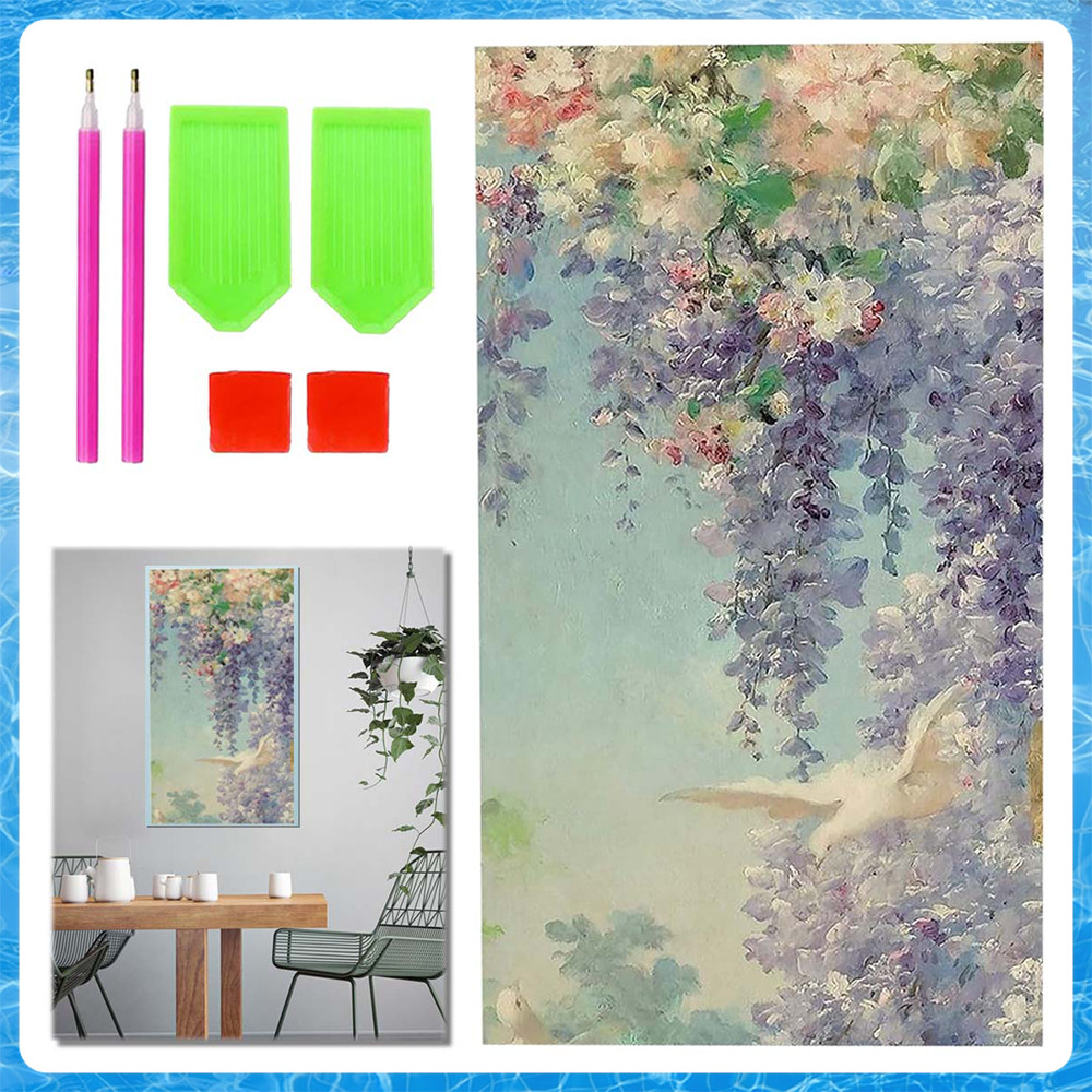 Pintura de Diamante 5D Tema Pombo Branco 70x40cm – Arte Terapêutica, Melhora Concentração, Alivia Ansiedade, Não Desbota
