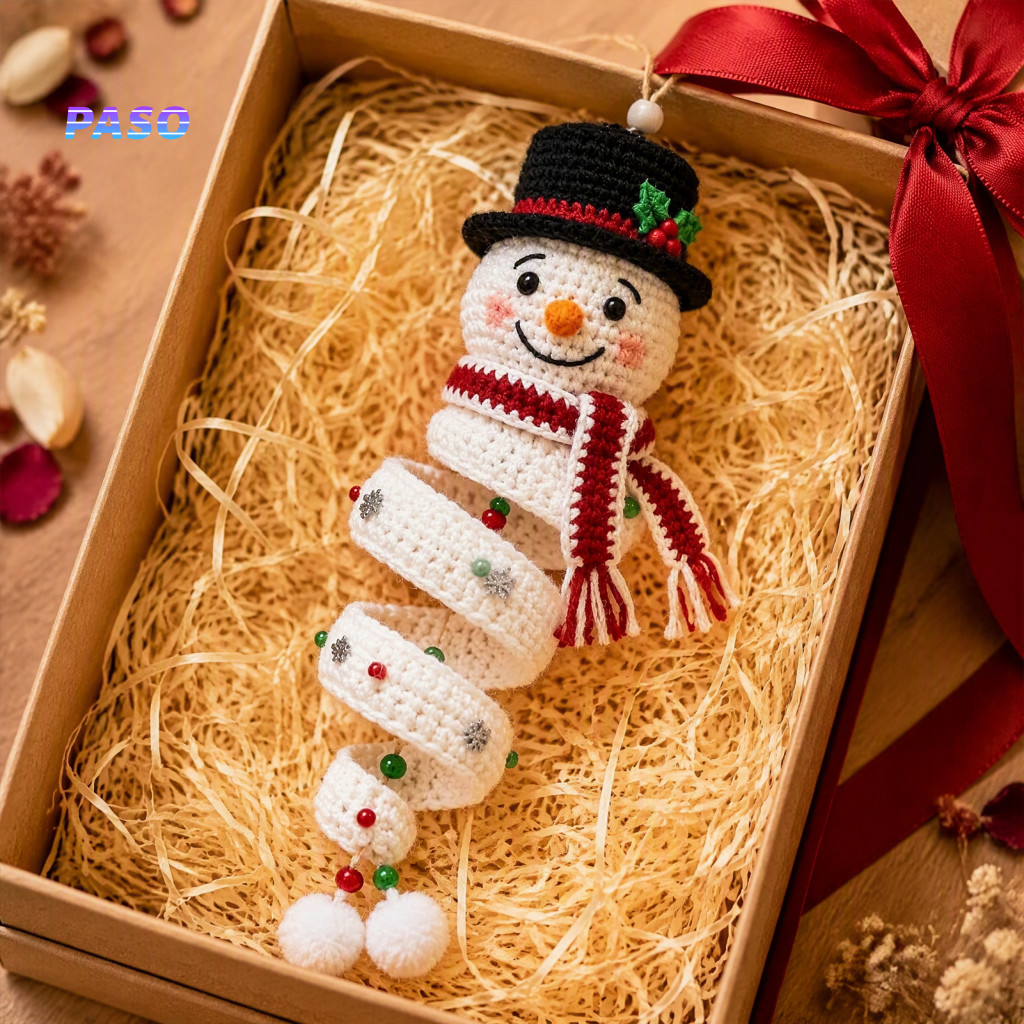 Handmade Crochet Snowman Diy Kit for Beginners Door Hanger – Christmas New Year Holiday Craft Set Festive Wall for Win