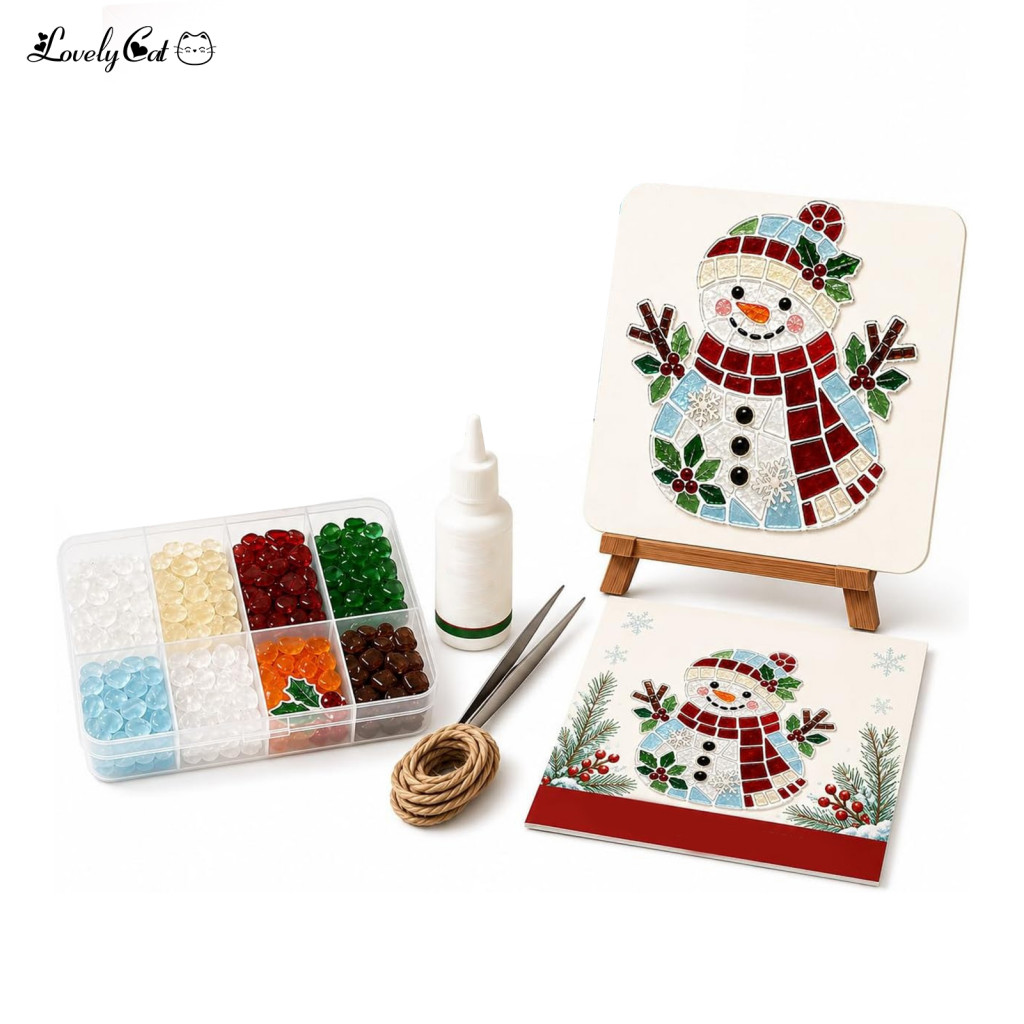 Diy Nativity Scene Craft Kit for Adults Christmas Sea Glass Art Snowman Reindeer House for Beginners Xmas Home Decor Gif