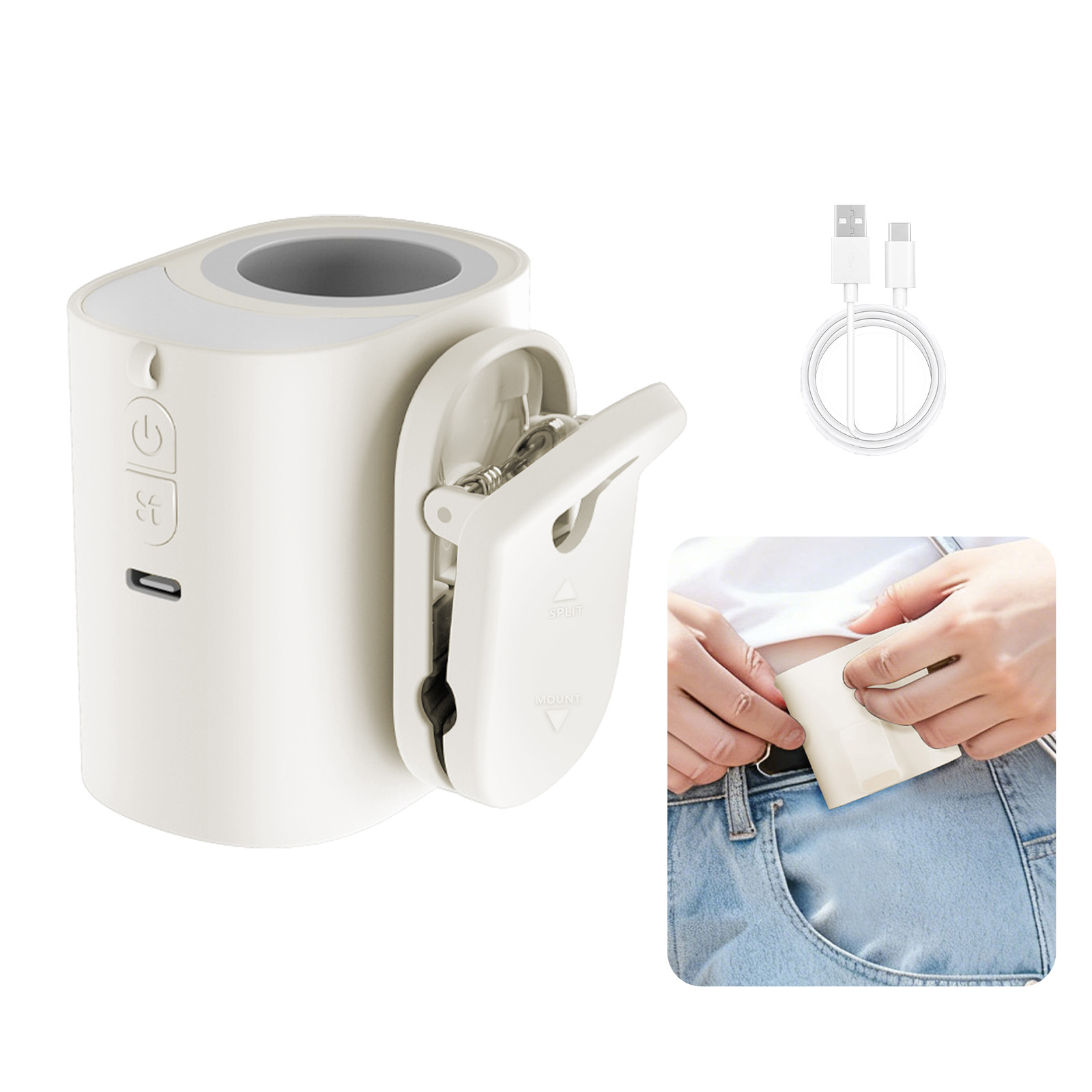 Ventilador Portátil Clipe De Cintura 360 ° Rotação Livre Multi Mount Design Mini Resfriamento Mãos Livres Recarregável