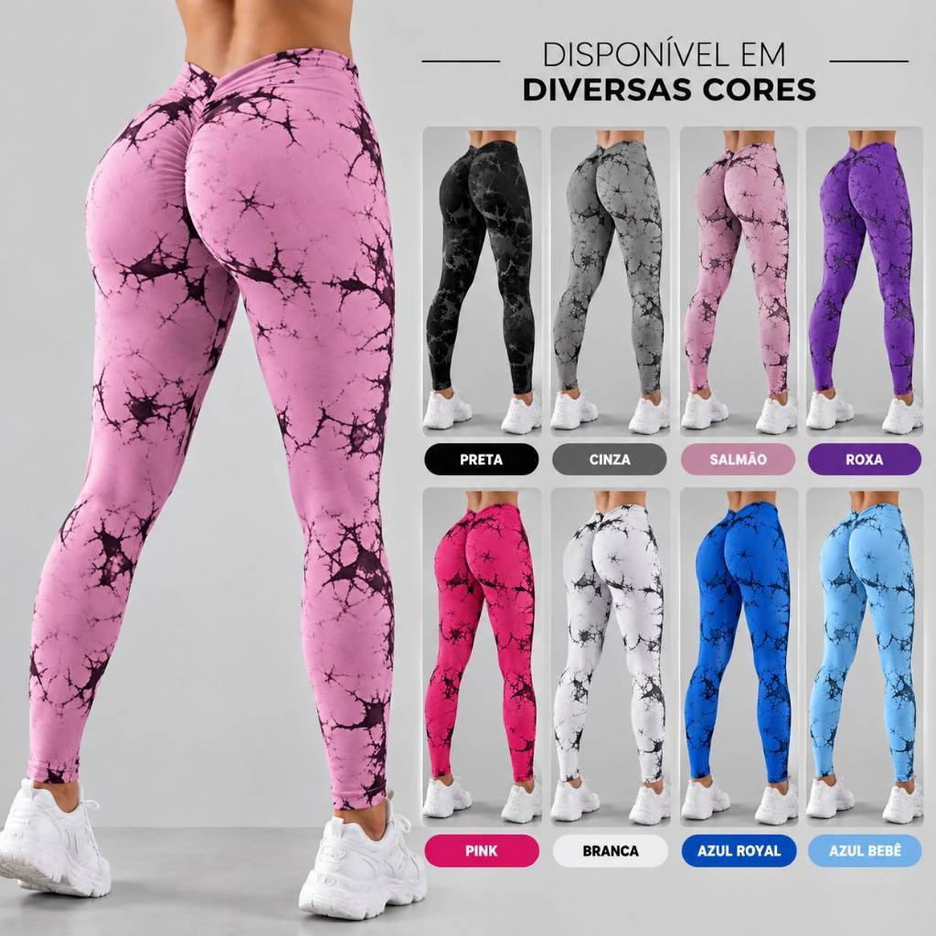DM Tie-dye Seamless Calças de Yoga Fitness Exercício de Levantamento de Quadril Leggings Esportivas