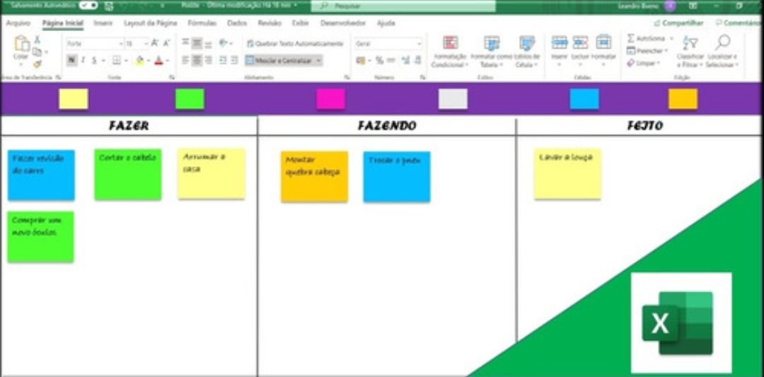 Planilha Kanban - Board no Excel para controle de atividades