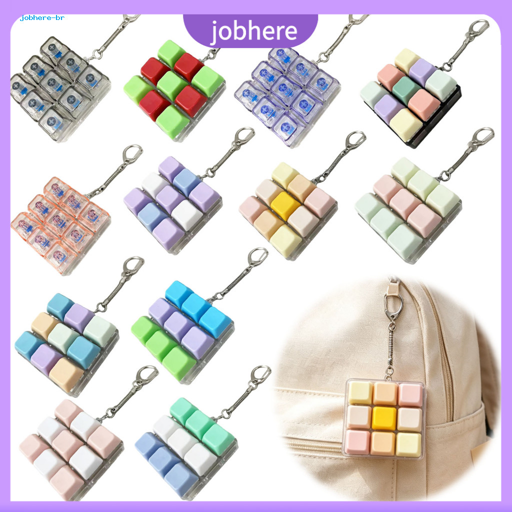 Fidget Mechanical Keyboard Keychain 9-keys Led Light-up Toy – 9-in-1 Stress for Backpack for Kids