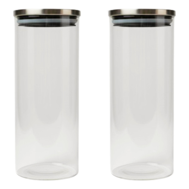 Kit 2 Pote De Vidro Tampa Inox Hermetica Organ 2,2l Multiuso