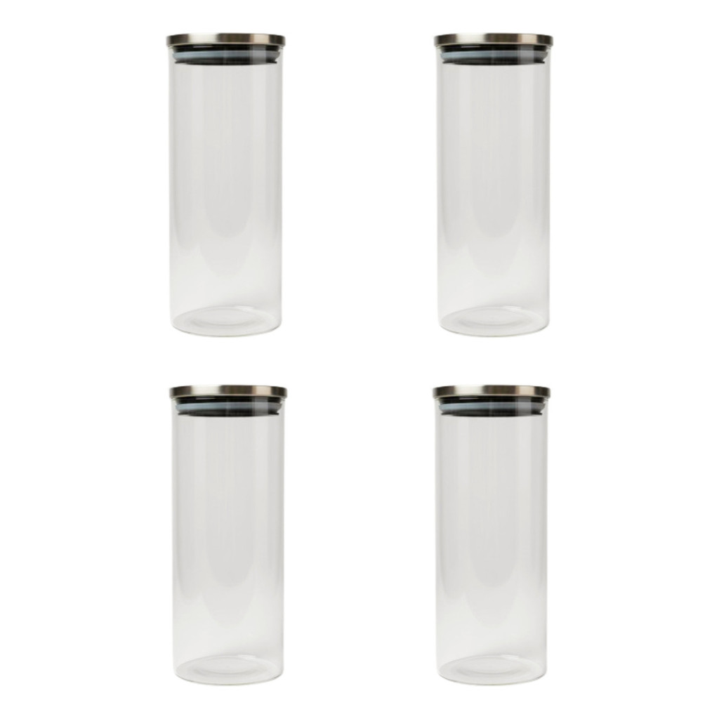 Kit 4 Pote De Vidro Tampa Inox Hermetica Organ 2,2 Multiuso