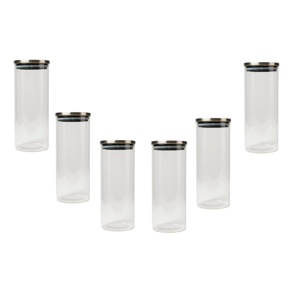 Kit 6 Pote De Vidro Tampa Inox Hermetica Organ 2,2l Multiuso
