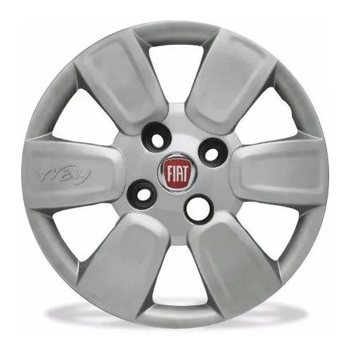 Calota Novo Uno Way Aro14 Tf156v^ Emblema Original Kit 4pç Prateado