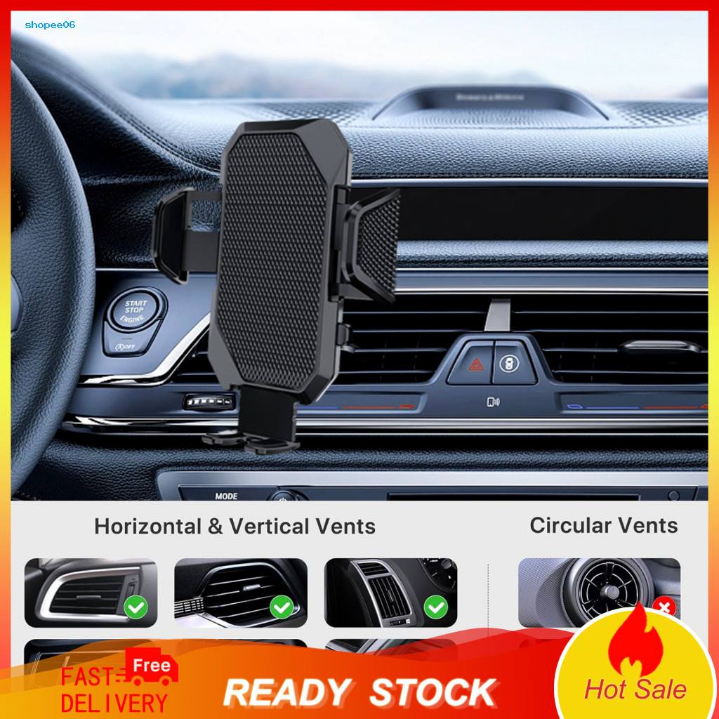 Adjustable Clamping Arm Phone Holder Car for Air Vent Anti-shake Retractable 360° Rotation Anti-slip Secure Grip Univer