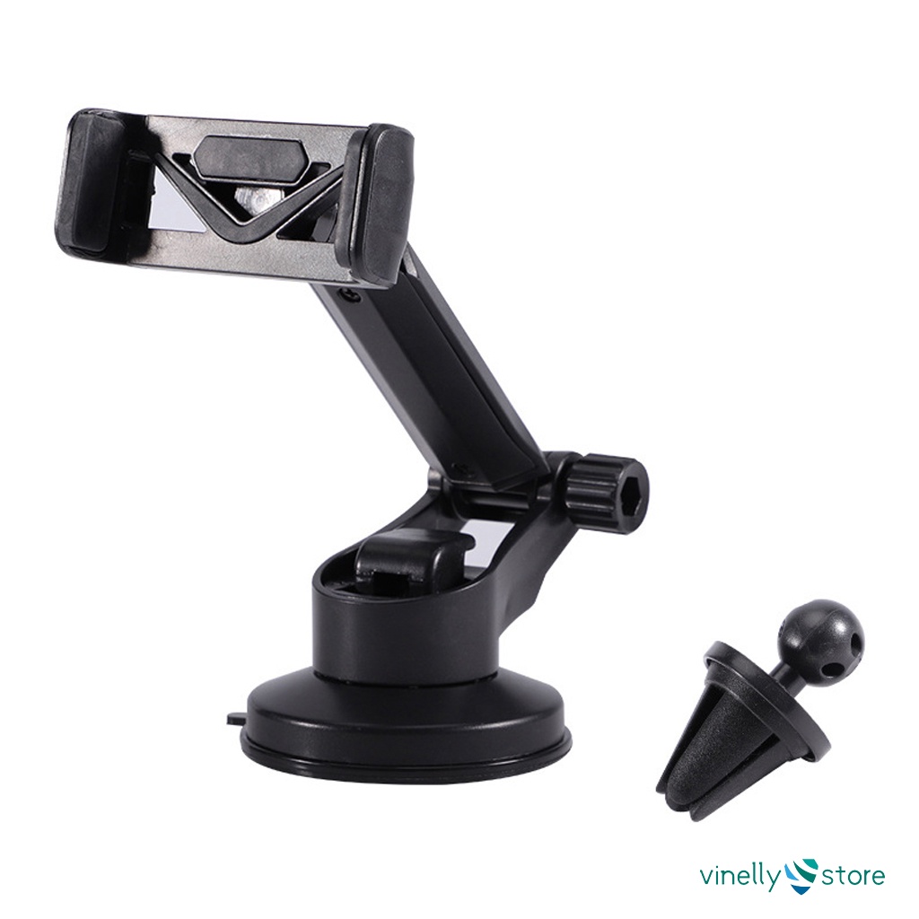 Suporte Celular GPS Carro Resistente Firme Haste Ajuste Prolongável Rotação 360 Base Universal Veicular Ar Condicionado Preto