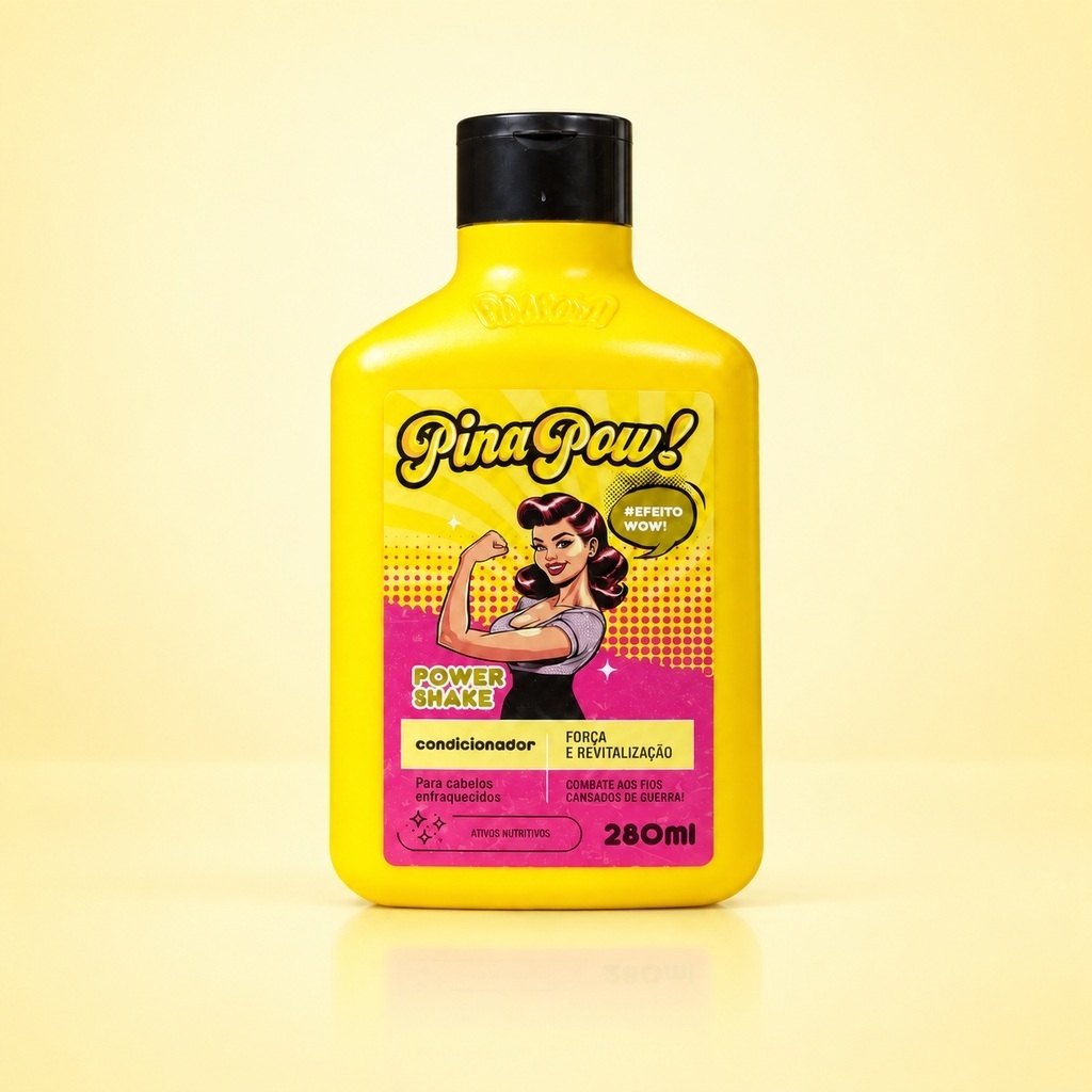 Condicionador PinaPow Power Shake 280ml | Nutrição, Fortalecimento, Hidratação, Maciez e Brilho para os Fios