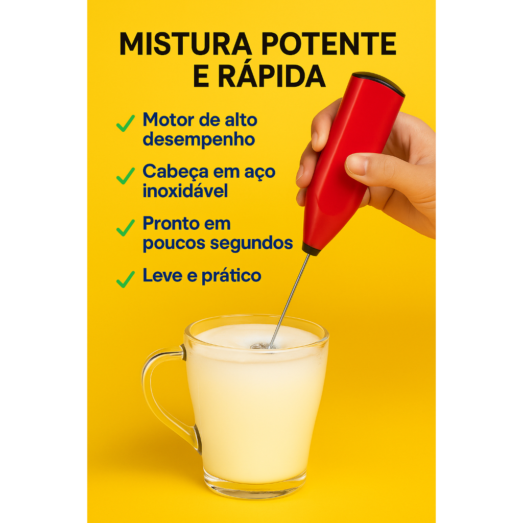 Mixer Portátil Espumador de Leite – Café Cremoso, Shakes e Cappuccino