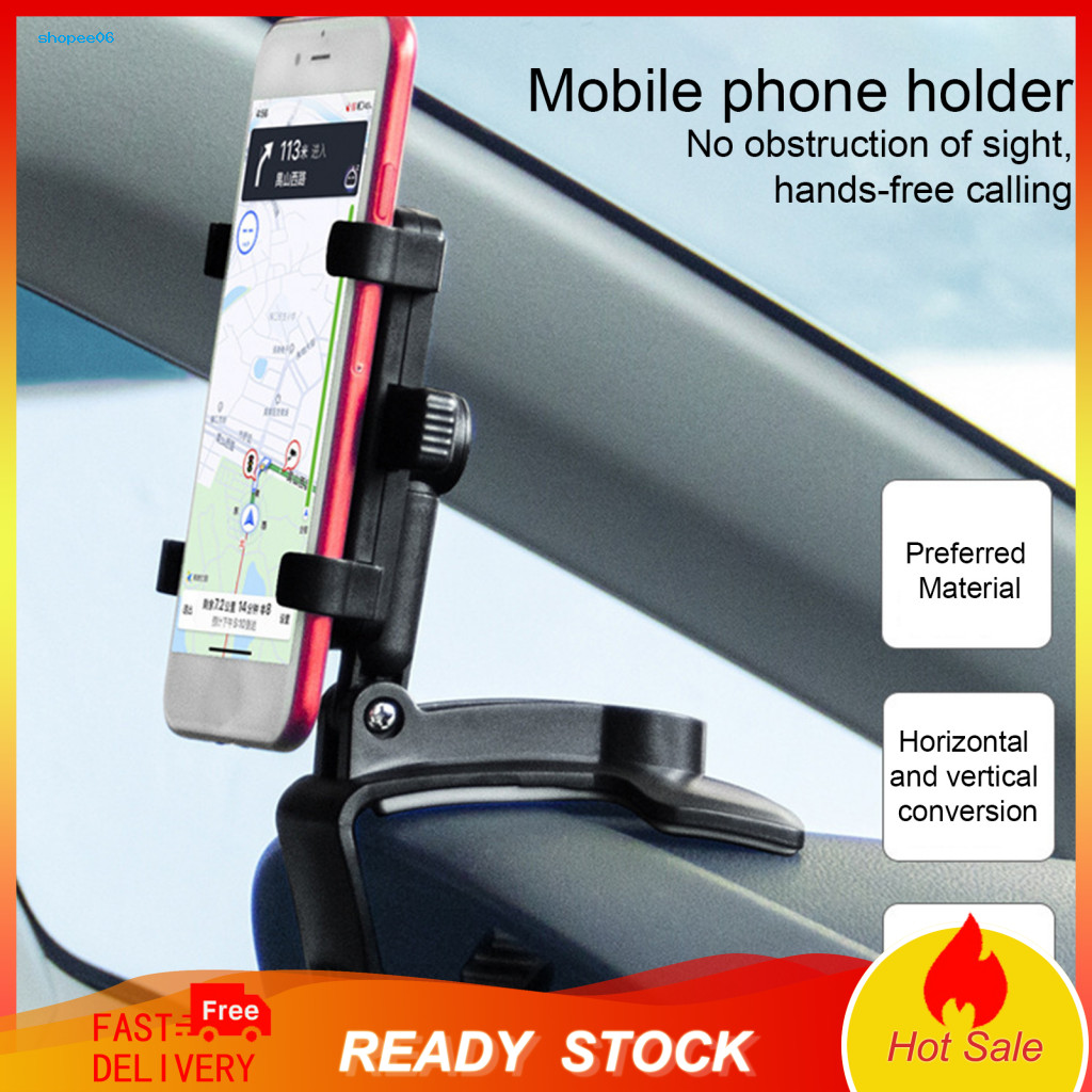 Dashboard Phone Mount Sun Visor Clip Car Holder 360° Rotation Clip-on for Windshield Vent – Universal Cell for 3-7 fo
