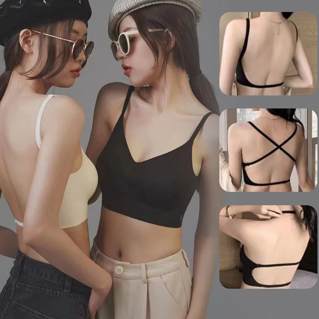 Sutiã Sem Costas com Bojo Push Up Modelagem U Sem Costura Invisível Sob Roupa Cor Preta Tam P ao GG