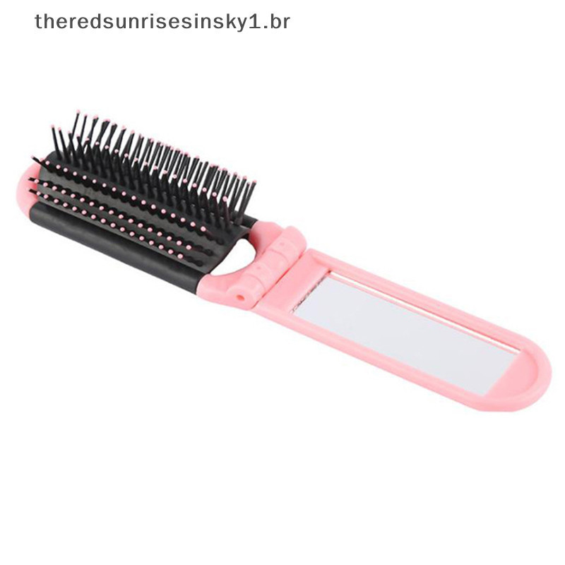 Novo Pente Estilo Almofada De Ar Portátil Flip Flap Air Bag Folding Mirror Comb .