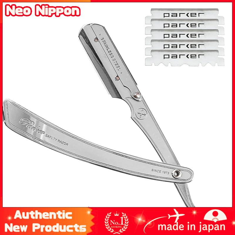 parker Folding Razor (Professional Type / 20 Replacement Blades Set) Sharp Cutting Edge for Professional Finish (Safe /