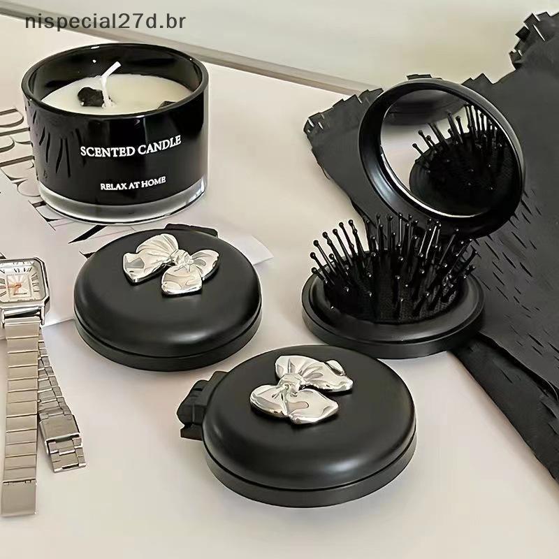 NIS Cute Folding Massage Hairb Com Espelho Portátil Escova De Almofada De Ar Para Viagens BR