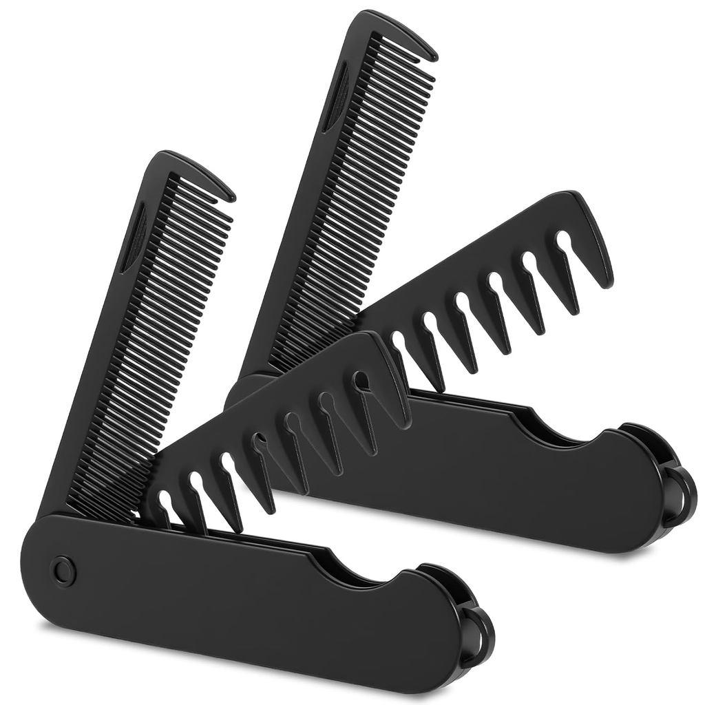 Kit Hair Comb, 2-in-1 Folding Comb, Men, Travel Ready Hair and Beard Care, Folding System Hair Comb & Beard Comb with Fi