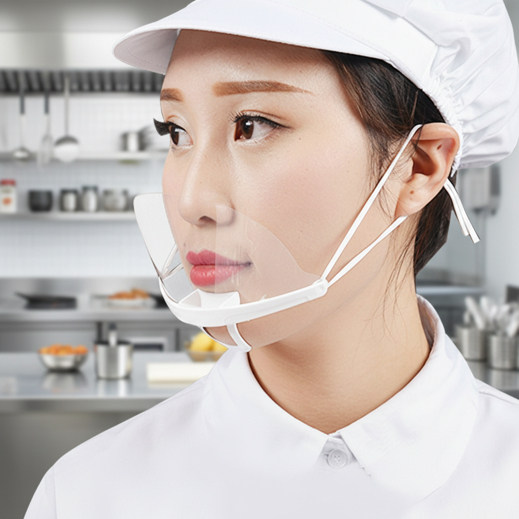 Cinquenta Máscaras Transparentes para Uso Culinário, Protetores Plásticos de Cozinha para Hotéis, Capas de Rosto