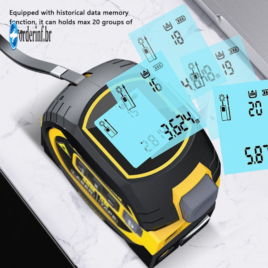 Abs Shell Tape Measure Lasers 3-in-1 Laser Digital Distance Meter with High-precision Lcd Display – Portable Long-rang